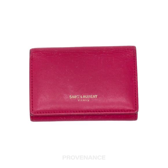 🔴 Saint Laurent Paris SLP Key Card Wallet - Pink Leather - Picture 1 of 7